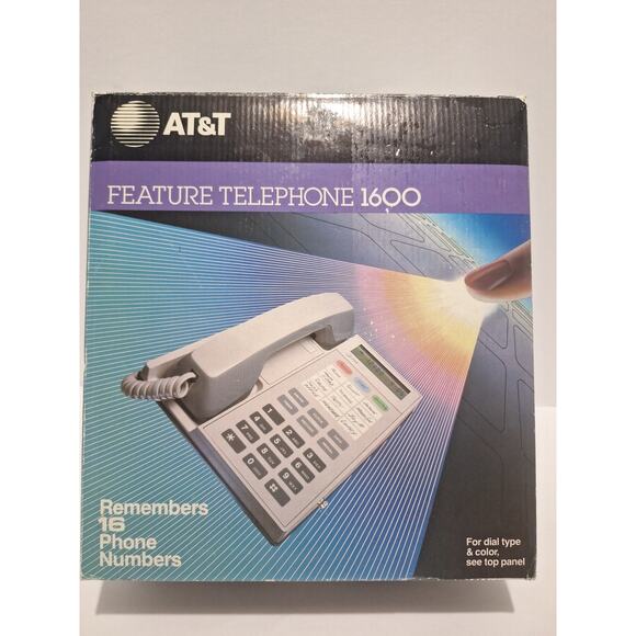 AT&T Feature Telephone 1600 Smokey Pearl – NOS Digital Display Phone- Mint - Picture 4 of 9